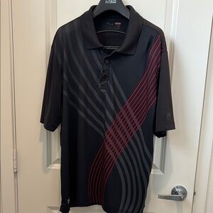 Men's Black and Red Polo Shirt